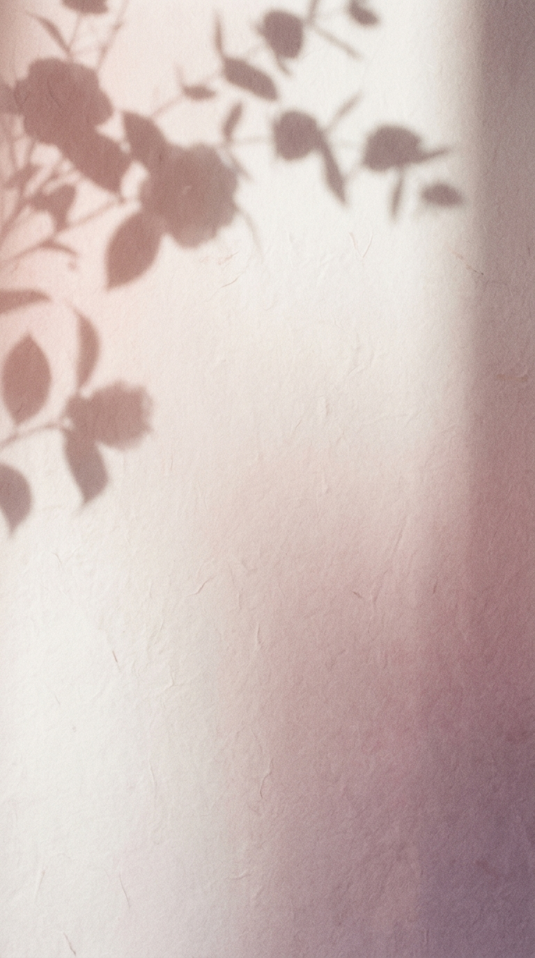 Soft mauve backdrop with botanical leaf shadows, vertical mobile hero background